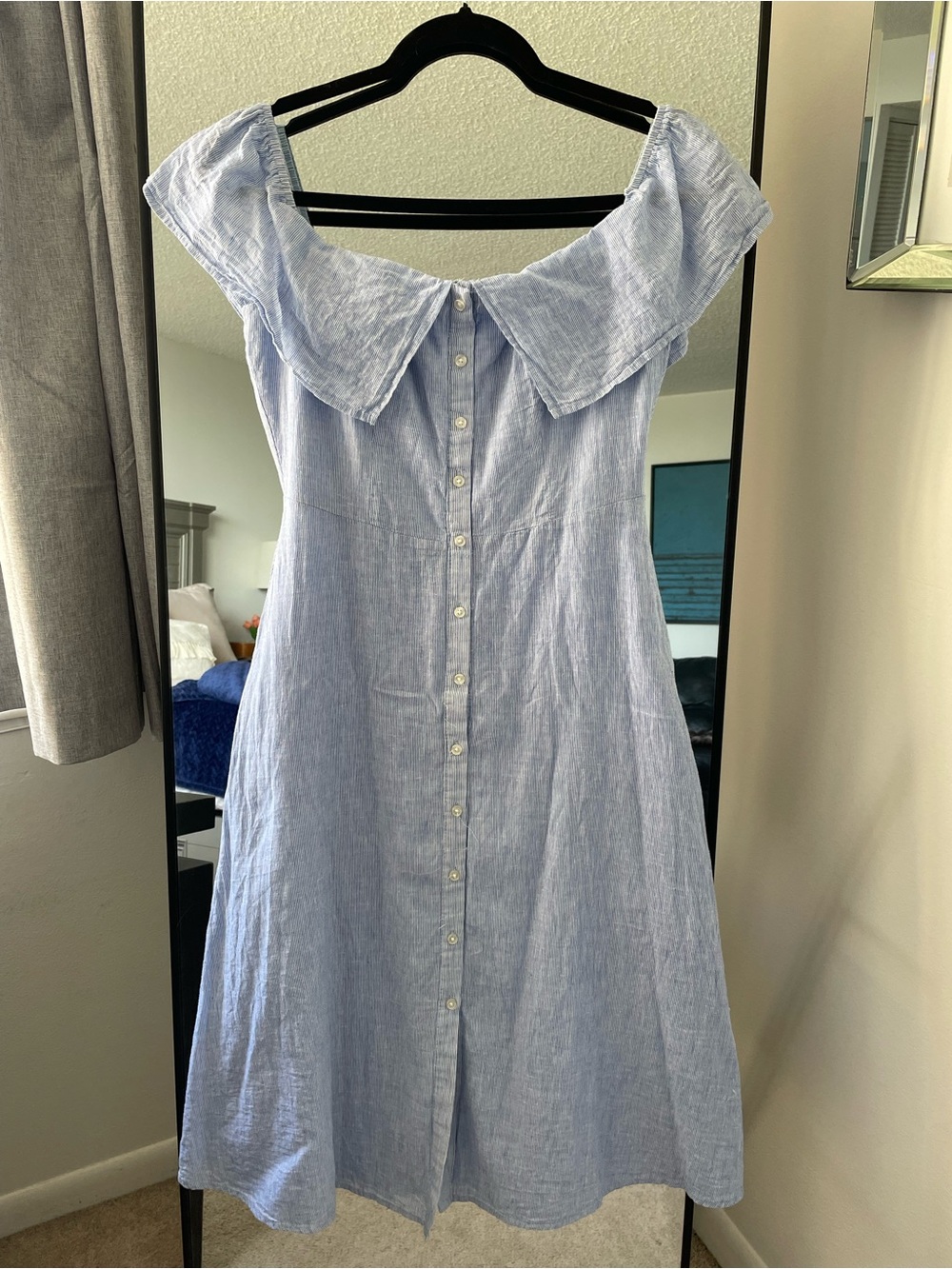 BB Dakota Light Blue Off-Shoulder Button-Front Dress